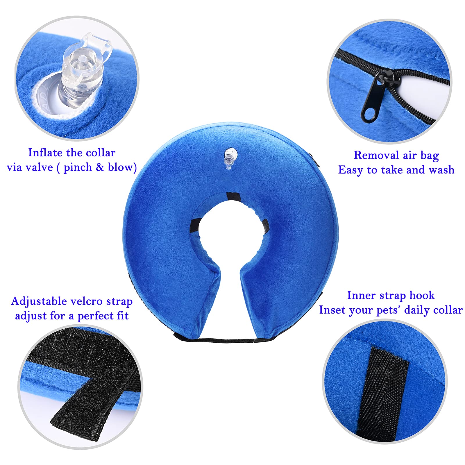 Qpets Inflatable Dog Cone Collar with Soft Cotton Cover, Adjustable Size After Surgery for Anti-Licking Cone Collar for Cat Dog,Surgery Recovery Collar for Pet (S) Qpets Inflatable Dog Cone Collar with Soft Cotton Cover, Adjustable Size After Surgery for Anti-Licking Cone Collar for Cat Dog,Surgery Recovery Collar for Pet (S)